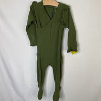 Size 9m: L'ovedbaby Green Ruffle Trim Footy Romper
