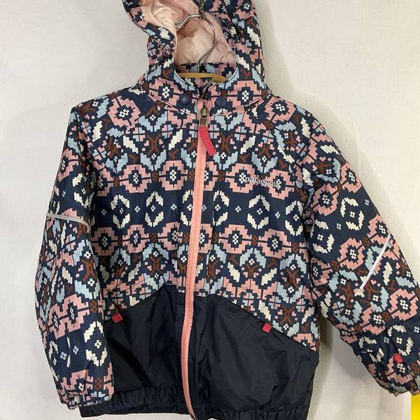 Size 4: Patagonia Navy/Pink/White Geo Print Snow Pile Winter Coat