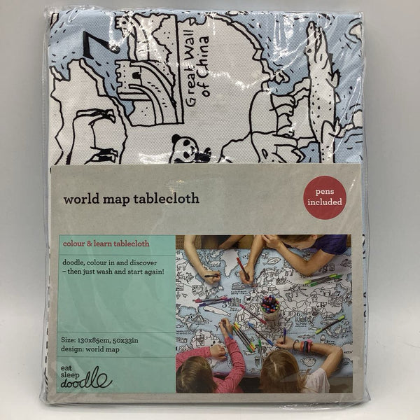 World Map Color & Learn Tablecloth NEW