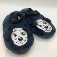 Size11-12: LL Bean Navy/Gray Dog Fleece Slippers