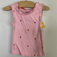 Size 3-4: Boden Pink/Red Strawberries Ruffle Trim Tank Top