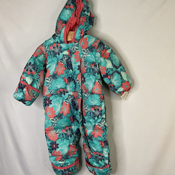 Size 6-12m: Columbia Blue/Pink Floral Fleece Lined Down Bunting