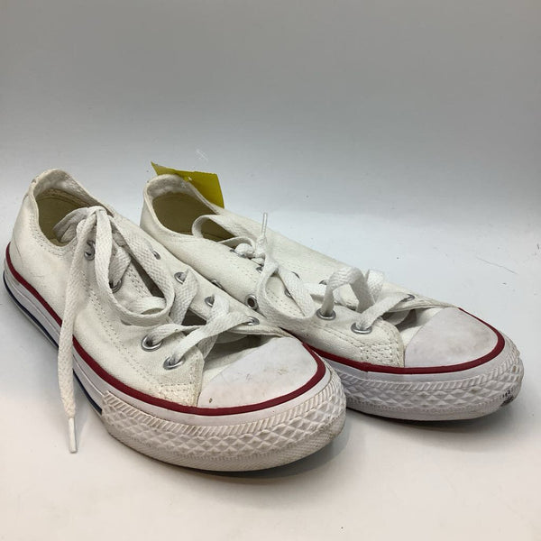 Size 2Y: Converse White/Red/Blue Trim Lace-Up Sneakers