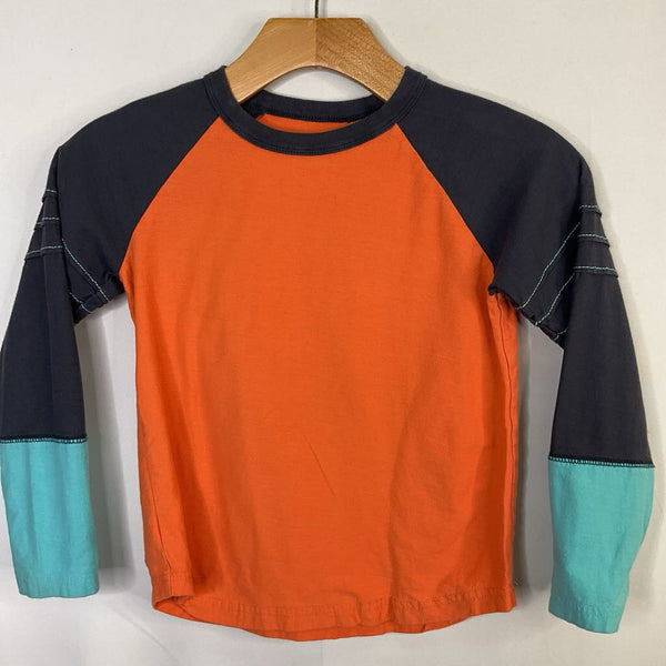 Size 7: Tea Orange/Blue Long Sleeve Shirt REDUCED