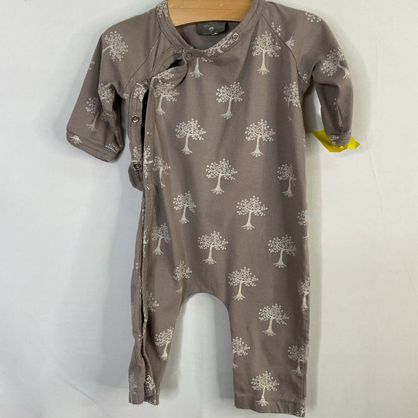 Size 0-3m: Kate Quinn Gray Trees Snap-Up Romper