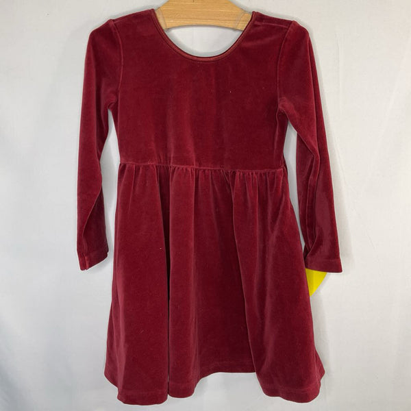 Size 4 (100): Hanna Andersson Red Velour Long Sleeve Dress