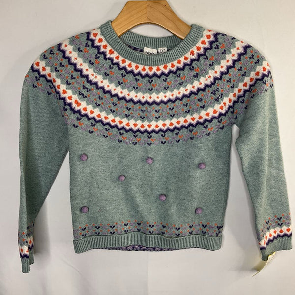 Size 8: Deux Par Deux Blue/White/Purple Print Sweater