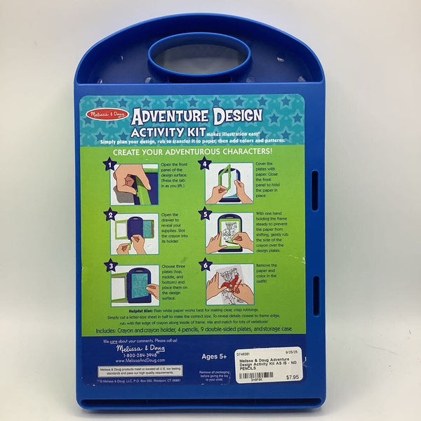 Melissa & Doug Adventure Design Activity Kit AS IS - NO PENCILS