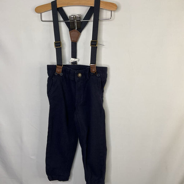 Size 2: OshKosh Blue Chevron Suspender Pants