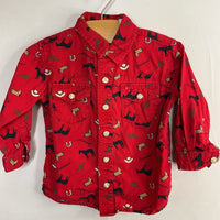 Size 18m: Red/Black/Brown Cowpoke Print Snap-Up Shirt
