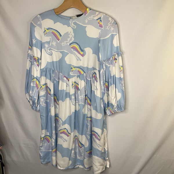 Size 8: Stella McCartney Blue/Rainbow Unicorns Long Sleeve Dress NEW w/ Tags
