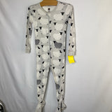 Size 18-24m: Tea Gray/White Sheep 1pc Zip Footy PJs