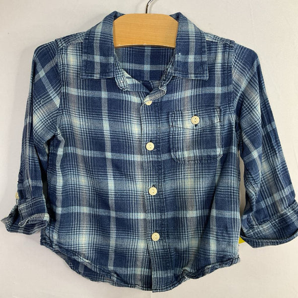 Size 18-24m: Gap Blue Plaid Flannel Button-Up Shirt