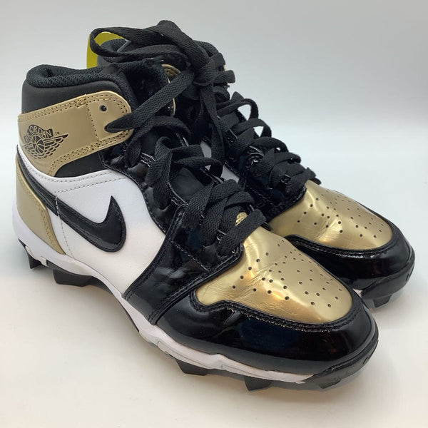 Size 3.5Y: Nike Air Jordan Black/White/Gold Velcro Strap Football Cleats