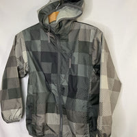 Size 8: Columbia Gray Checkered Fleece Lined Raincoat