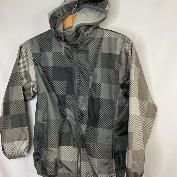 Size 8: Columbia Gray Checkered Fleece Lined Raincoat