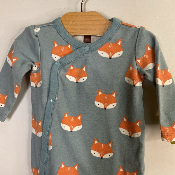 Size 0-3m: Tea Blue/Orange Foxes Snap-Up Footy PJs