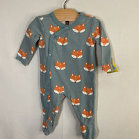 Size 0-3m: Tea Blue/Orange Foxes Snap-Up Footy PJs