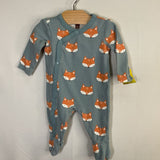 Size 0-3m: Tea Blue/Orange Foxes Snap-Up Footy PJs