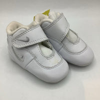 Size 1: Nike White Velcro Crib Sneakers