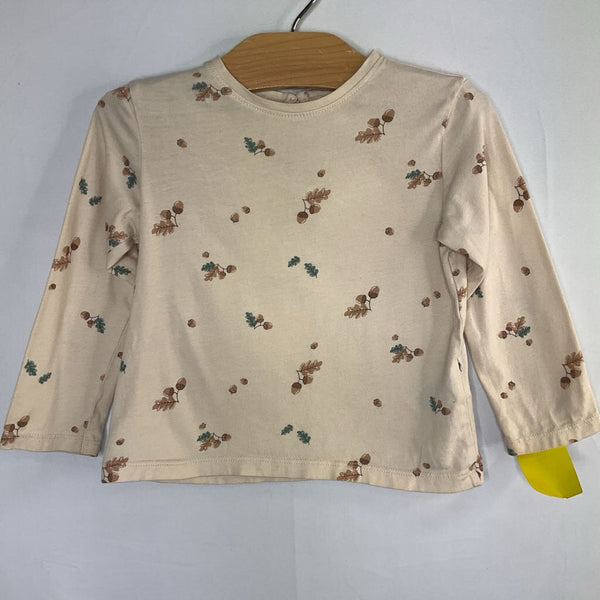 Size 3: H&M Beige/Brown Acorns Long Sleeve Shirt