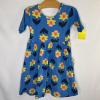 Size 4 (100): Hanna Andersson Blue/Yellow/Orange Floral Pocket Dress