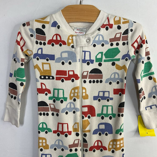 Size 2 (85): Hanna Andersson White/Colorful Vehicles Organic Cotton 1pc Zip PJs