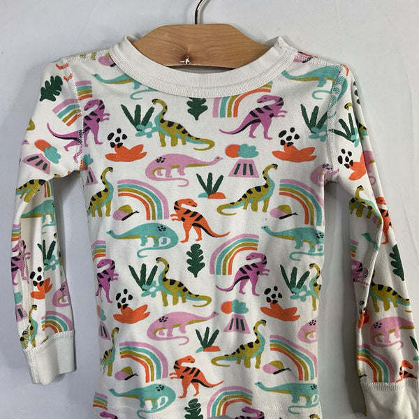 Size 4 (100): Hanna Andersson White/Colorful Dinos Organic Cotton 2pc