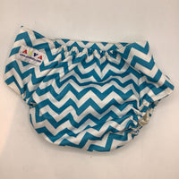 Size OS: Alva Blue/White Chevron Snap Diaper