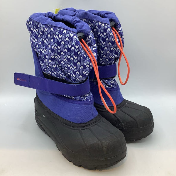 Size 2Y: Columbia Blue/White Chevron Velcro/Toggle Snow Boots