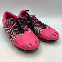 Size 13: Umbro Pink/Black/White Lace-Up Soccer Cleats