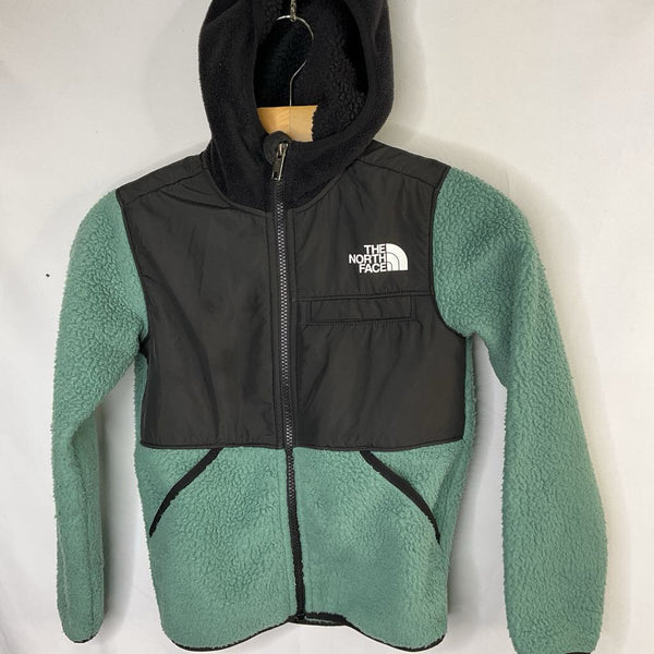 Size 7-8: The North Face Green/Black Fleece/Nylon Denali Zip Hoodi