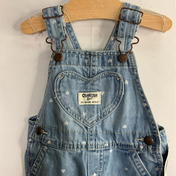 Size 12m: OshKosh Blue/White Hearts Denim Overalls NEW w/ Tags