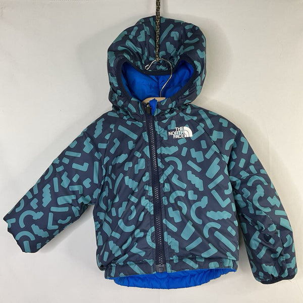 Size 6-12m: The North Face Tri-Tone Blue Print Down Reversible Coat