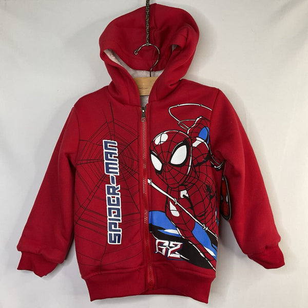 Size 3: Marvel Red/Blue Spider-Man Fleece Lined Zip Hoodie NEW w/ Tags