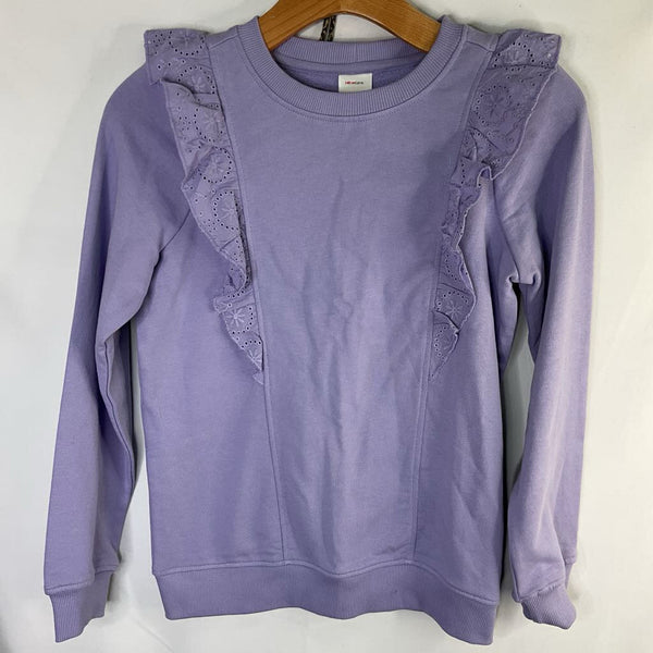 Size 10 (140): Hanna Andersson Purple Eyelet Ruffle Trim Sweatshirt