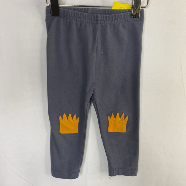 Size 12-18m (75): Hanna Andersson Blue/Yellow Crown Patch Leggings