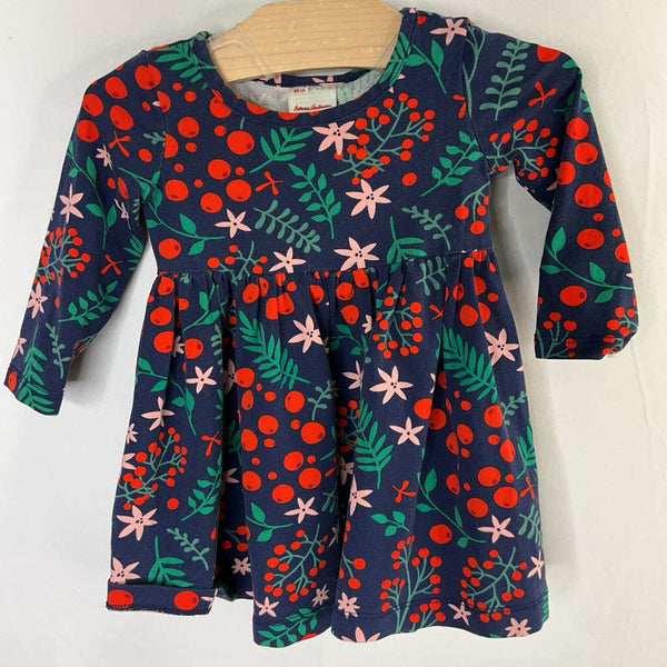 Size 18-24m (80): Hanna Andersson Navy/Green/Red Holly Long Sleeve Dress