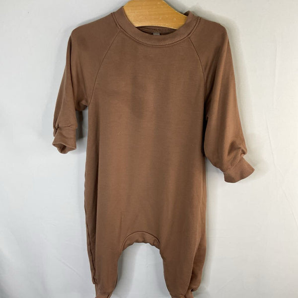Size 0-3m: Gunamuna Brown Fleece Lined Romper REDUCED