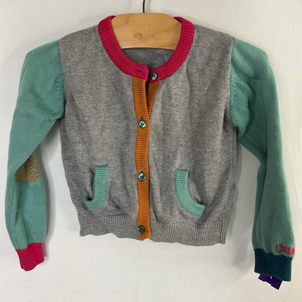 Size 18m: Catimini Gray/Multi Trim Button-Up Cardigan