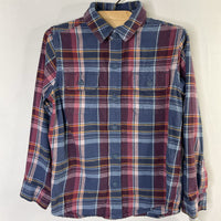 Size 6: Tea Blue/Purple/Orange Plaid Flannel Button-Up Shrt