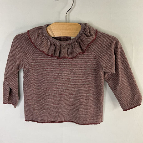 Size 18m: 1 + In the Family Purple/Gray Striped Ruffle Collar Long Sleeve Shirt
