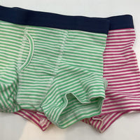 Size 2-3: Primary White/Multi Striped 2pr Boxer Briefs