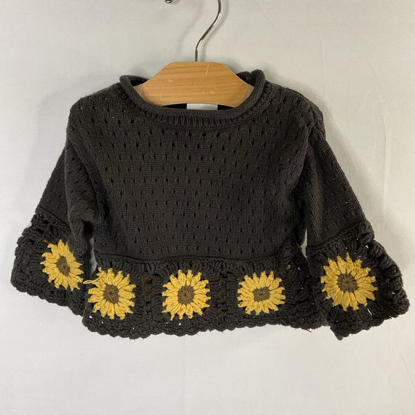 Size 9m: Little Co. Gray/Yellow Sunflowers Sweater