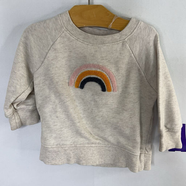 Size 6-12m (70): Hanna Andersson Beige/Rainbow Applique Sweatshirt