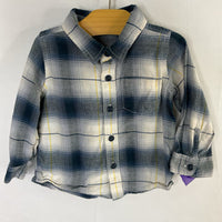 Size 12-18m: Gap Blue/White/Yellow Plaid Button-Up Shirt