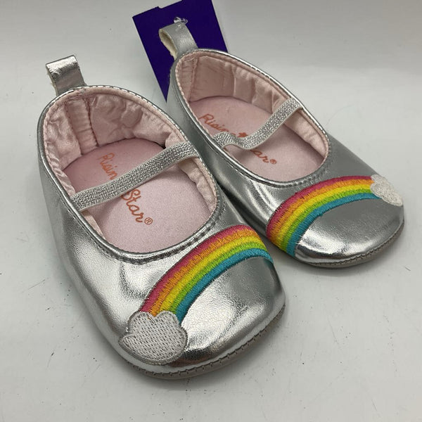 Size 9-12m: Rising Start Silver/Rainbow Soft Sole Flats