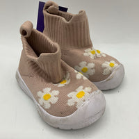 Size 5: Pink/White Floral Sock Sneakers