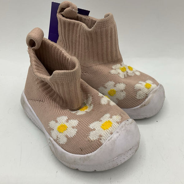 Size 5: Pink/White Floral Sock Sneakers