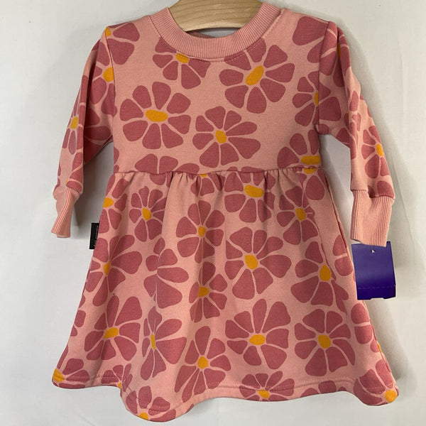 Size 6-12m: Dot Pink/Yellow Floral Long Sleeve Sweatshirt Dress